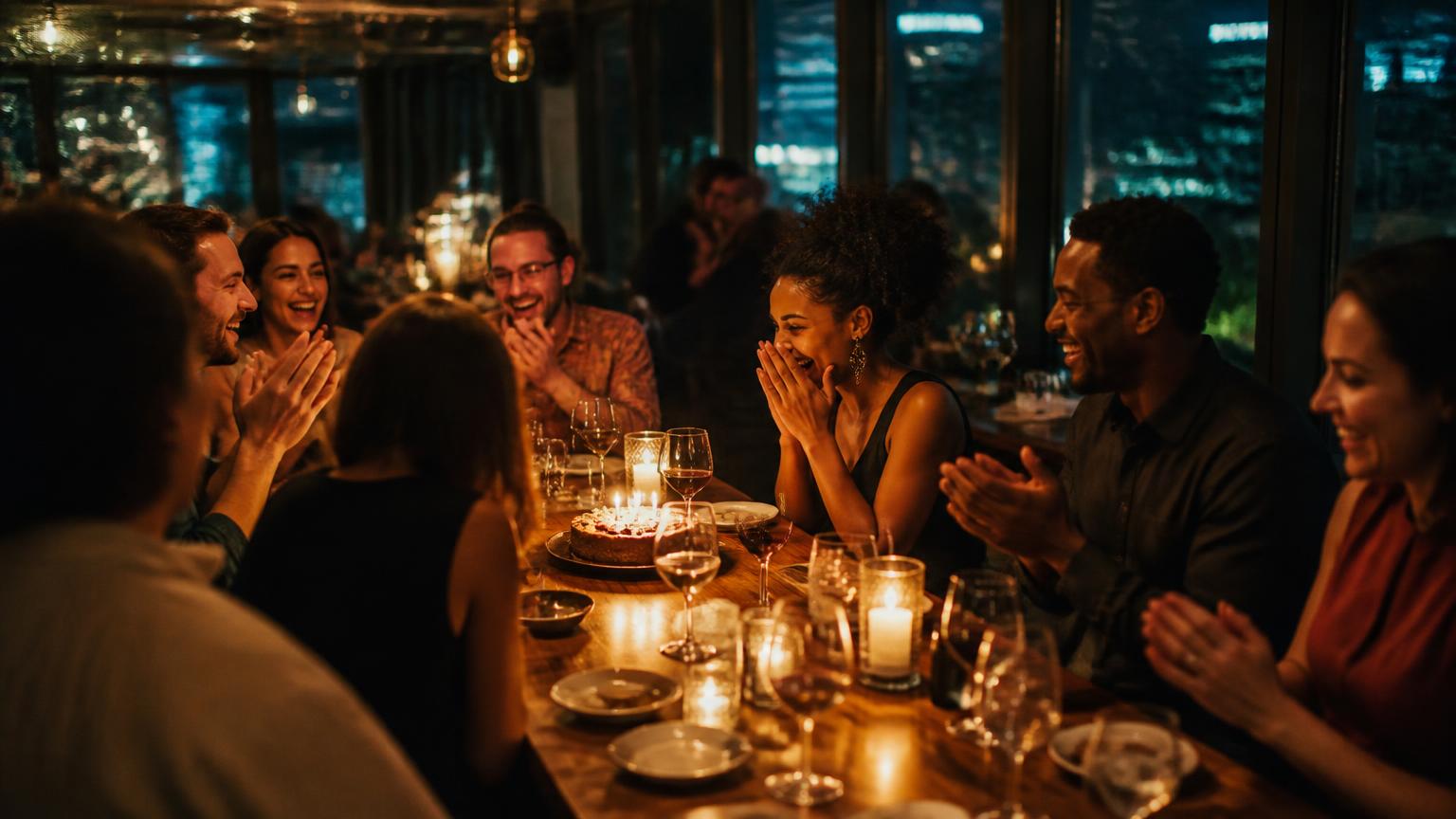 A family gathered around a dinner table