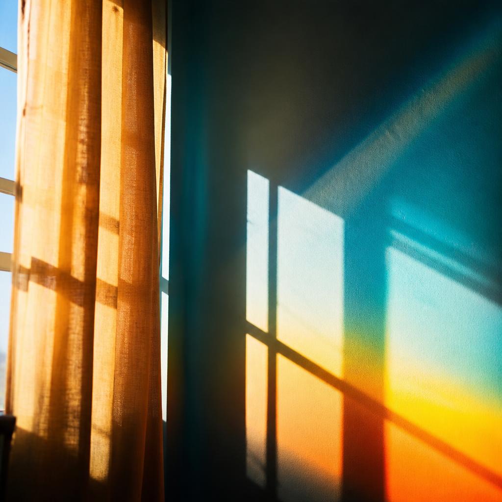 Morning light through a curtain